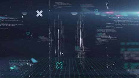pantallas de red de conexiones y procesamiento de datos contra un fondo azul