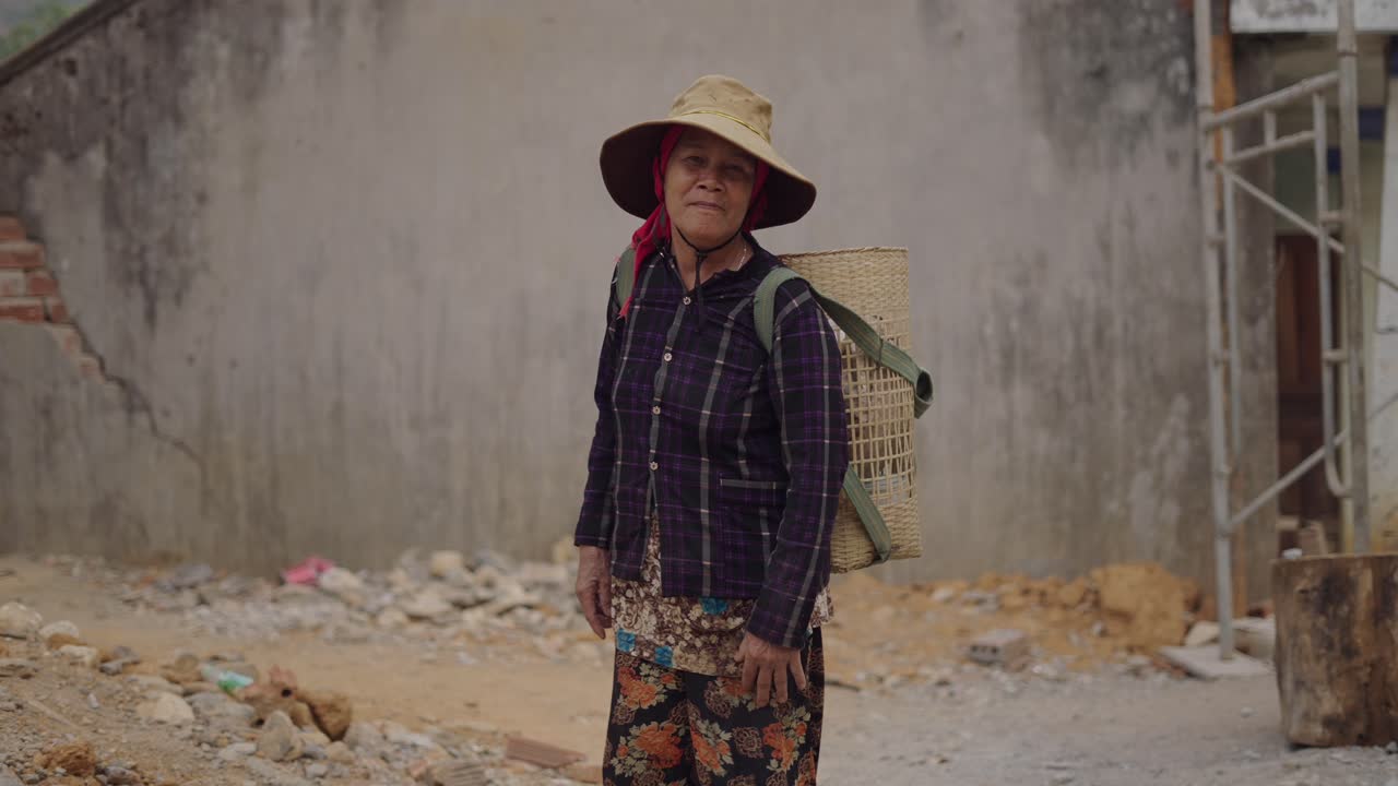 Elderly Woman Farmer in Rural Vietnam