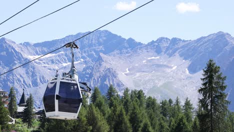 cable car moving through scenic mountain landscape