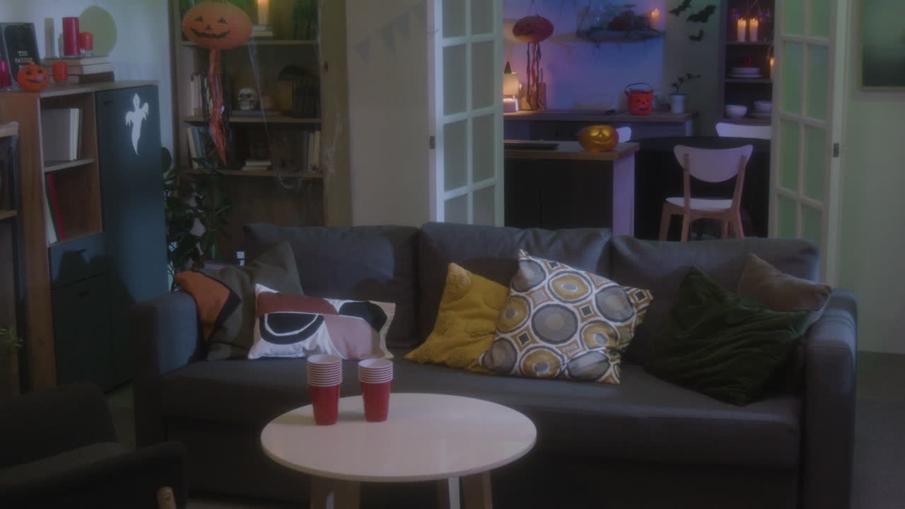 Halloween Decorated Living Room Interior