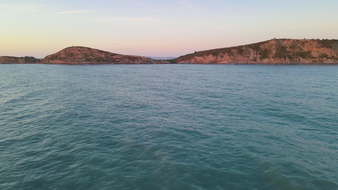 A close drone flight view over the peaceful ocean, Albania