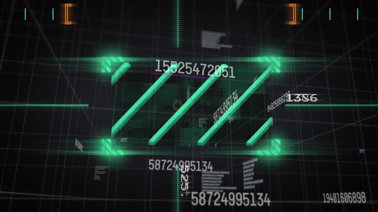 Animation of data processing on black background