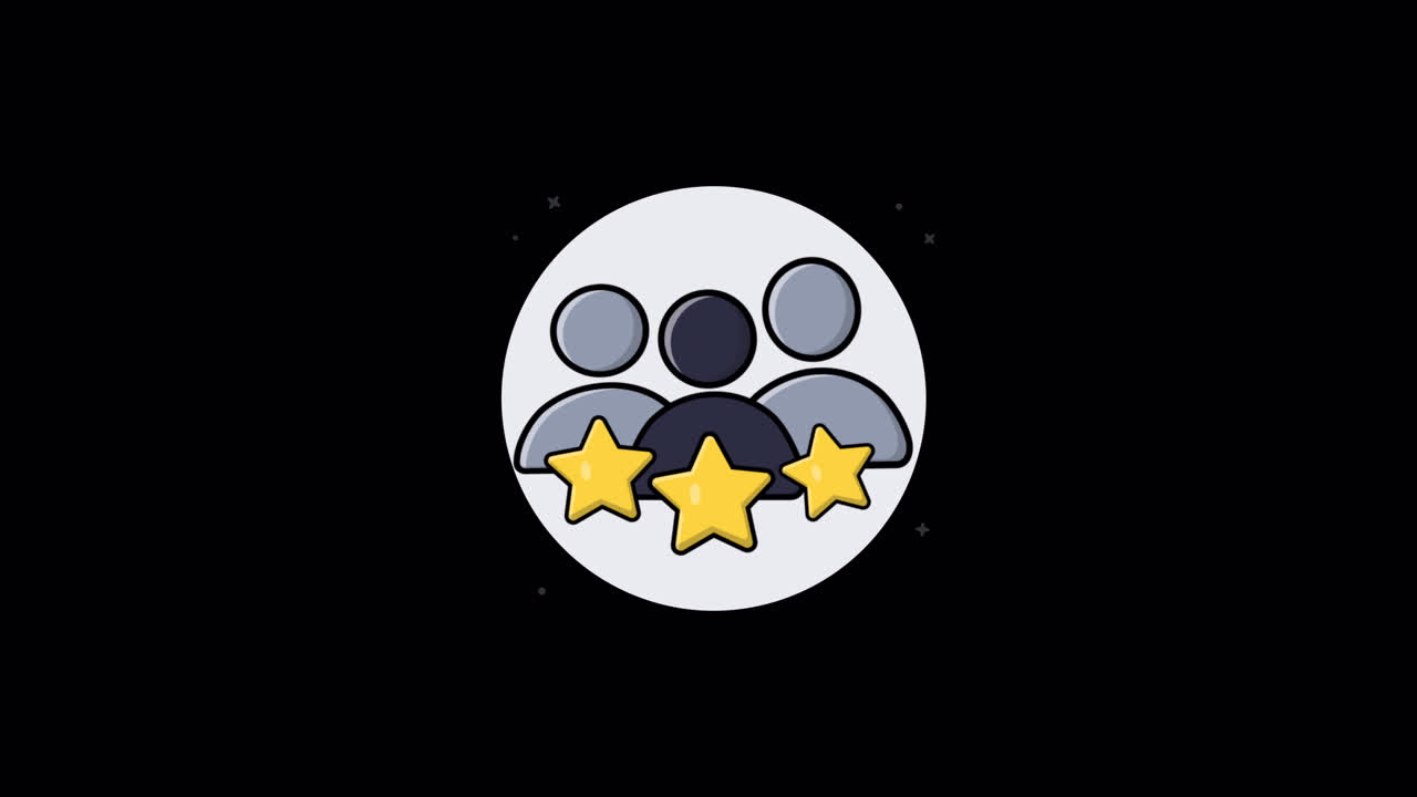 Icone animate di valutazione e recensione utente con stelle
