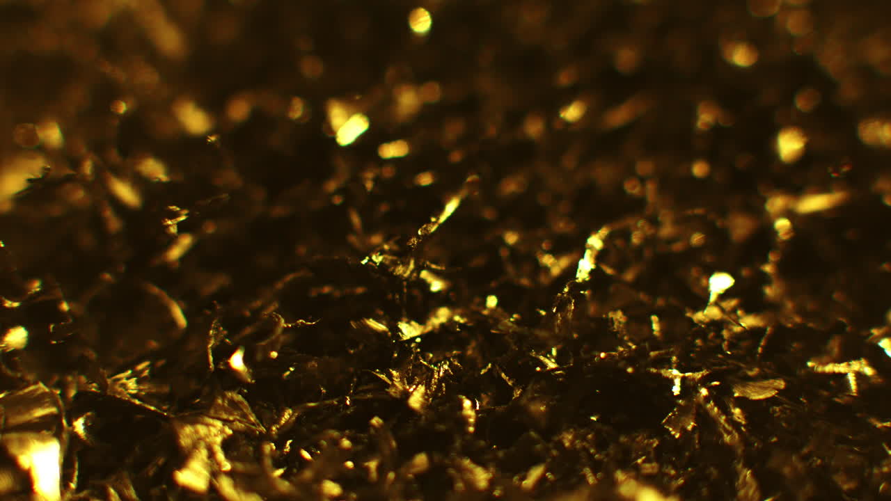 Golden color metal fillings macro shot