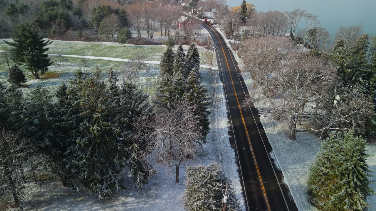 Winter Landscape with Snow-Covered Road