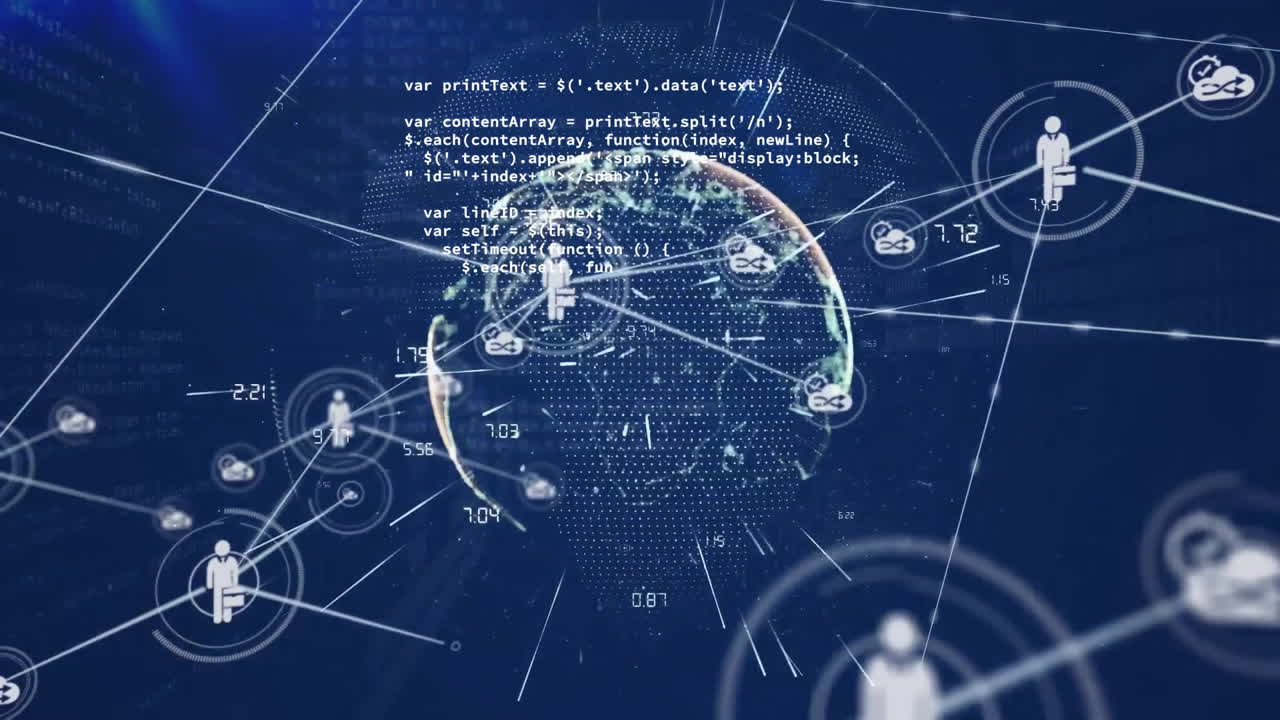 컴퓨터 언어의 애니메이션, 전 세계의 숫자에 연결된 아이콘