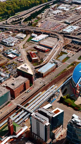 urban architecture metropolis. american city buildings aerial view. vertical video