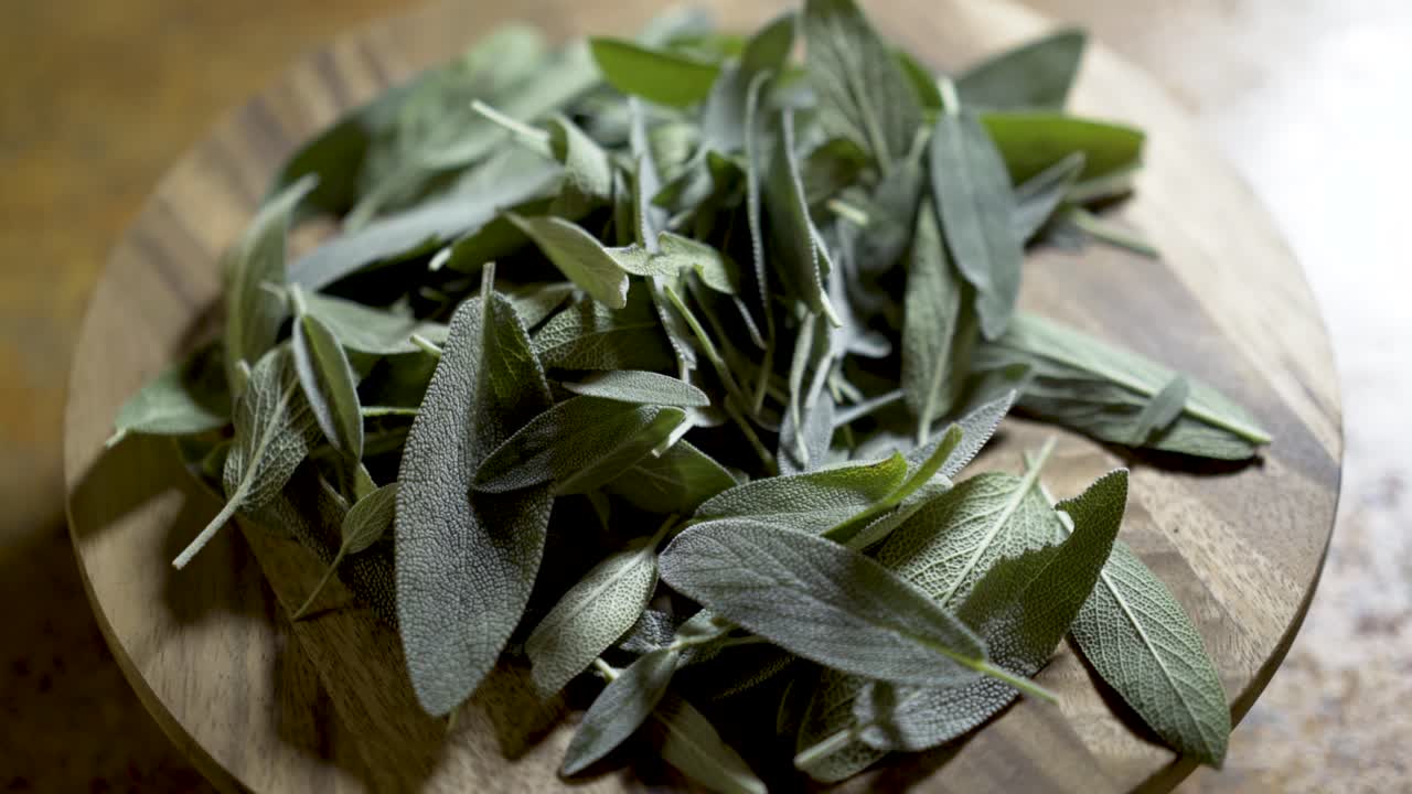 Pile of Sage on a Wooden Board