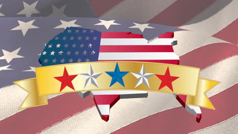 animation of usa flag with stars over waving flag of united states