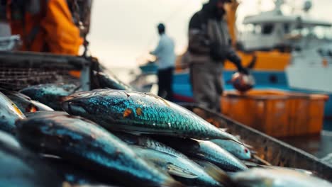 freshly caught fish on a fishing boat