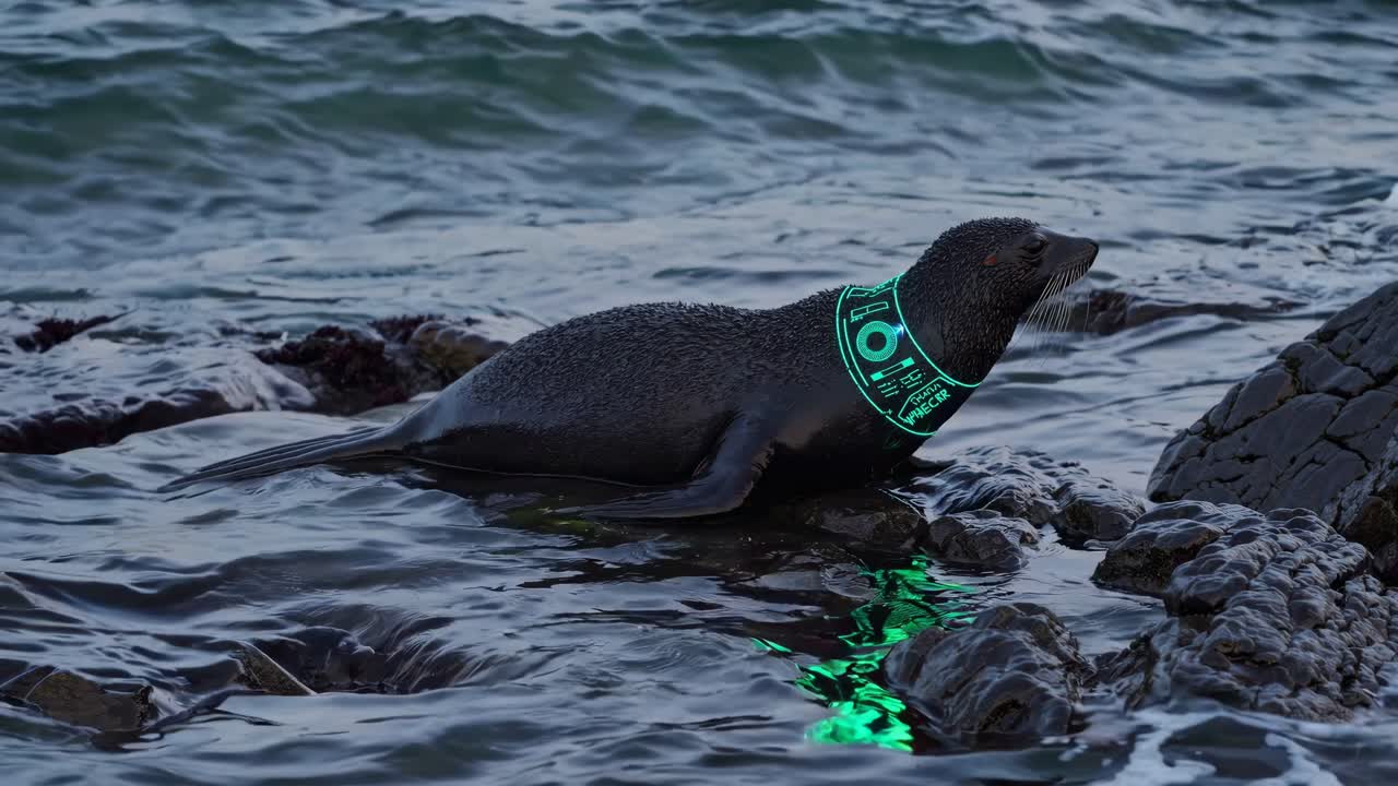 Futuristic Seal with Illuminated Collar