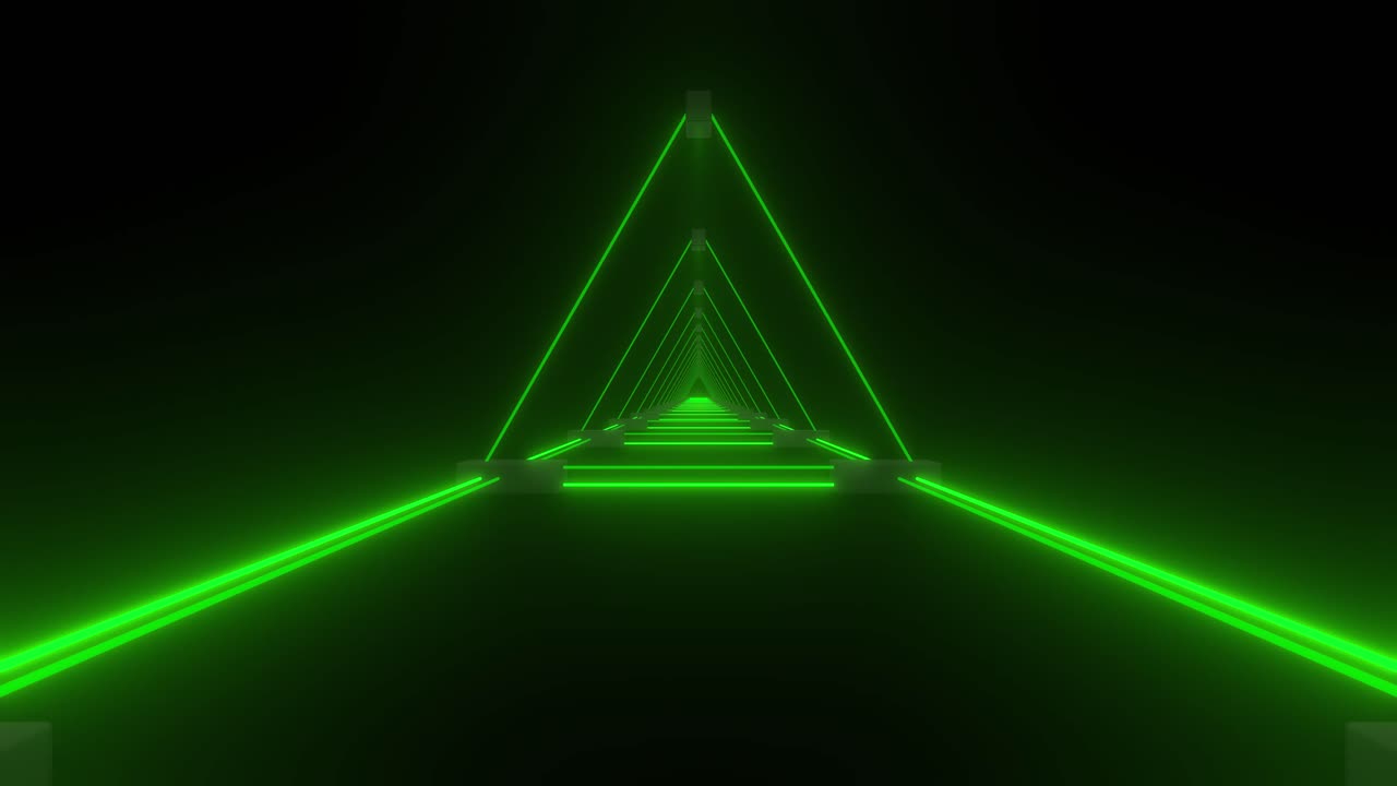 túnel de triángulo verde neón
