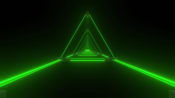 túnel de triángulo verde neón