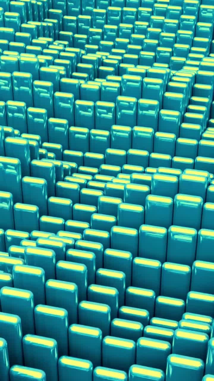 Abstract Undulating Geometric Blocks in Teal and Yellow Seamless Loop