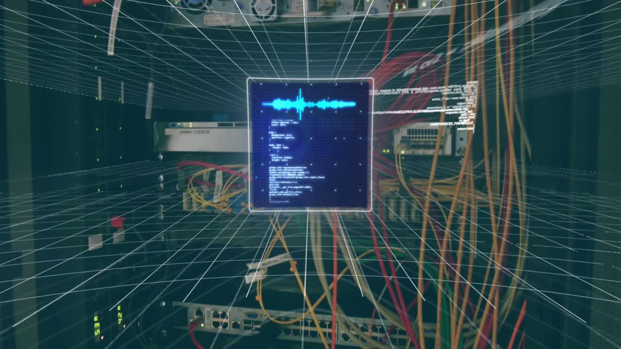 Animation of data processing over screen and computer servers