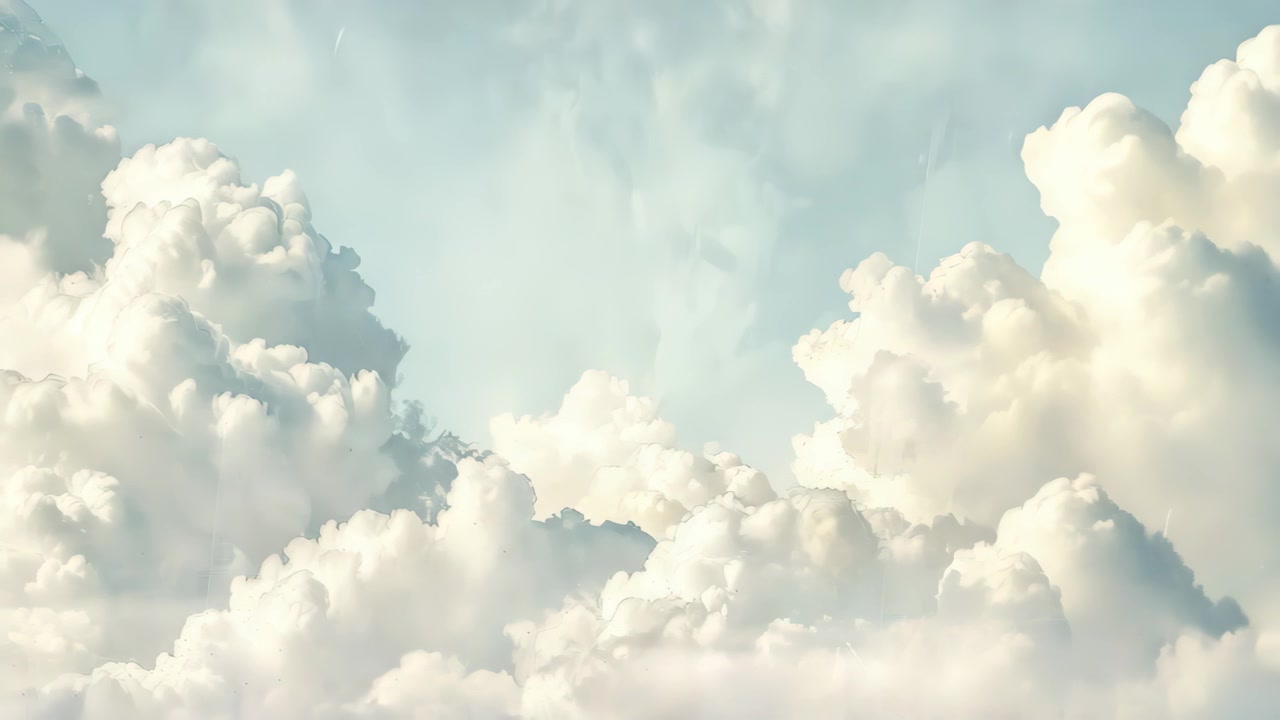 Animated White Clouds Drifting Across a Serene Blue Sky