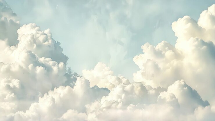 Animated White Clouds Drifting Across a Serene Blue Sky