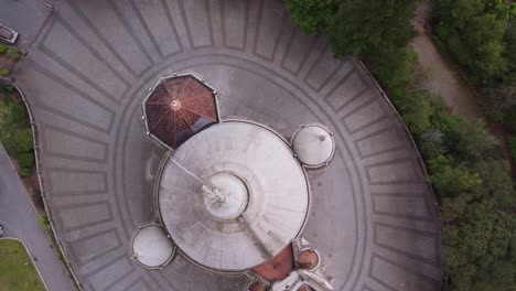 Top-down-of-Jardim-do-Sameiro-at-Penafiel-church,-aerial