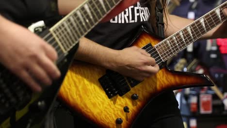 guitar being played by rock musician