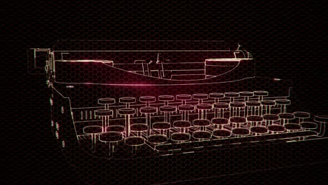 hologram of retro typewriter in the dark