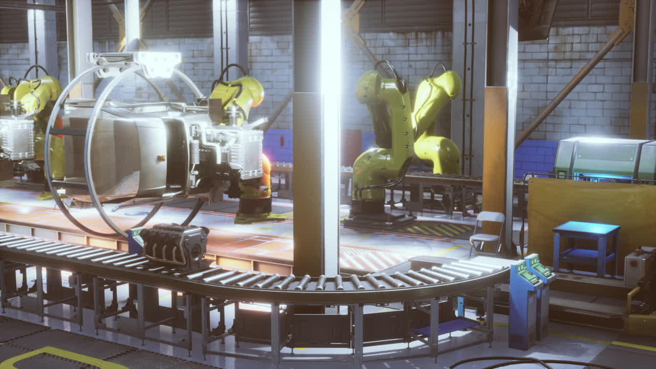 Automobile production factory at work