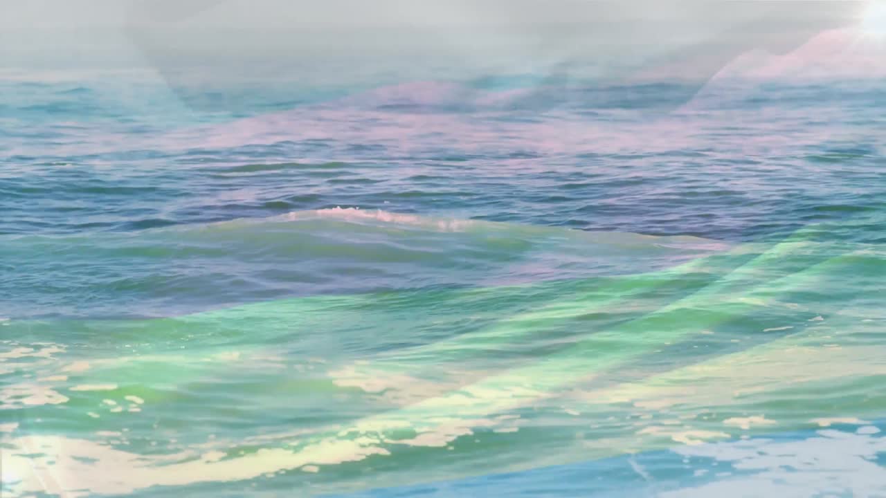 네덜란드의  ⁇ 발이 바다의 파도 위에서 날아다니는 애니메이션