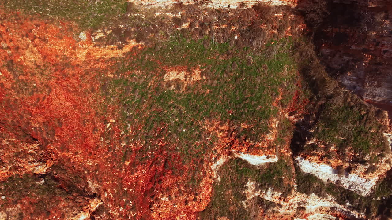 Colors of the rocky coast and clear waters during daylight showing diverse landscape and geological features near the shore
