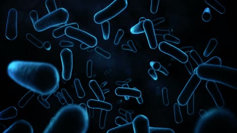 digital generated bacteria cells flowing against black background