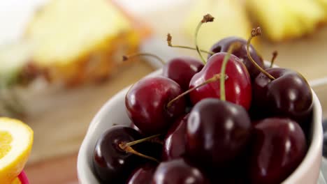 close-up of cherry in bowl