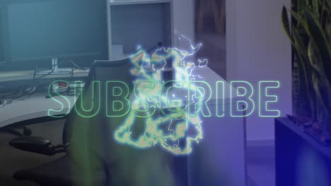 animation of subscribe over empty office