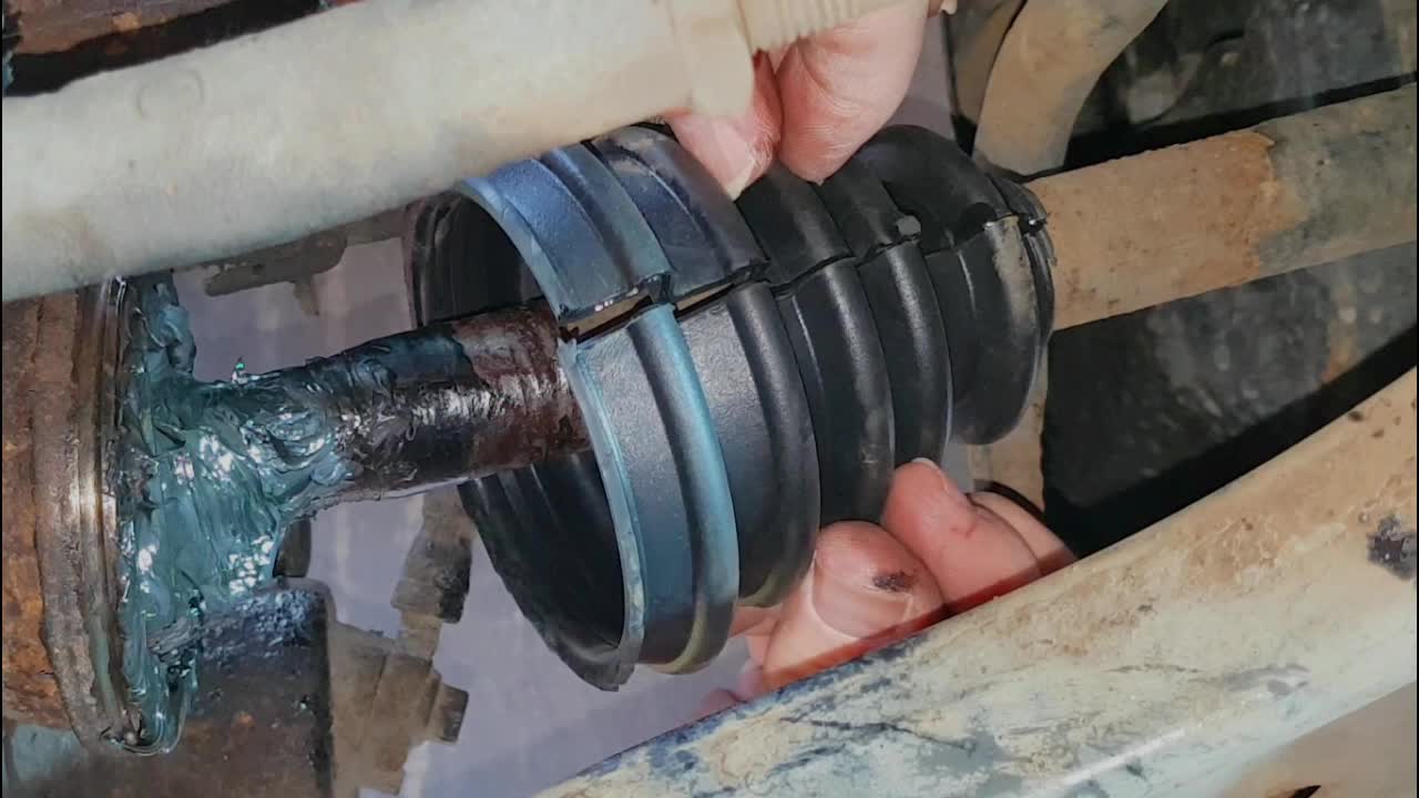 glueing together a universal constant velocity joint, cv joint, boot gaiter