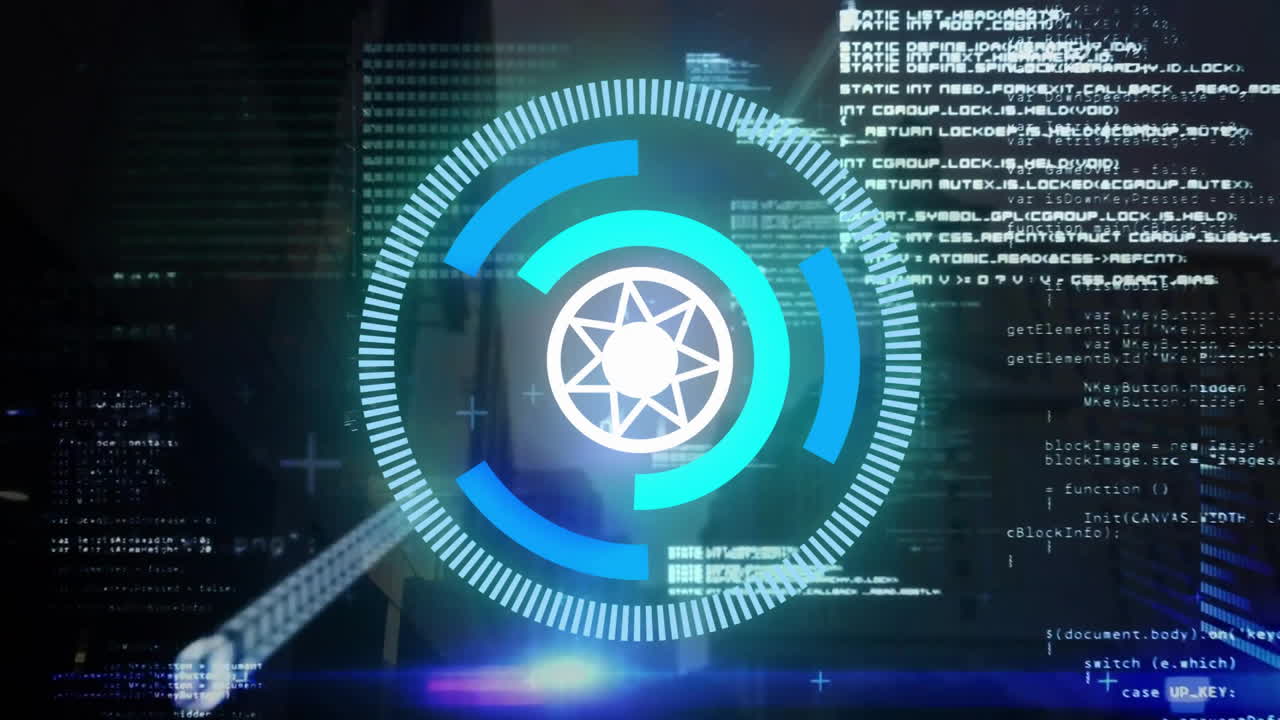 animación de escaneo de alcance y procesamiento de datos sobre el paisaje urbano