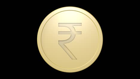 rupee sign on golden coin