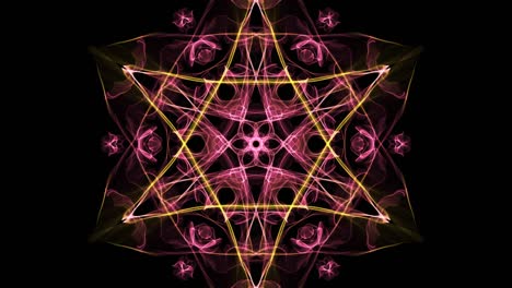 Hexagonal orange mandala with tunnel motion, abstract video in orange, red and yellow, nice symmetric shape