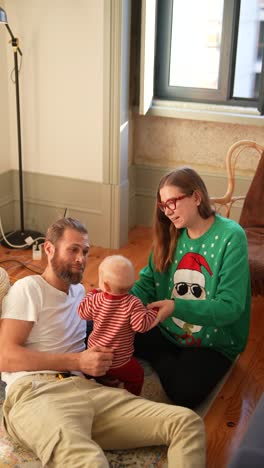 family enjoying christmas together