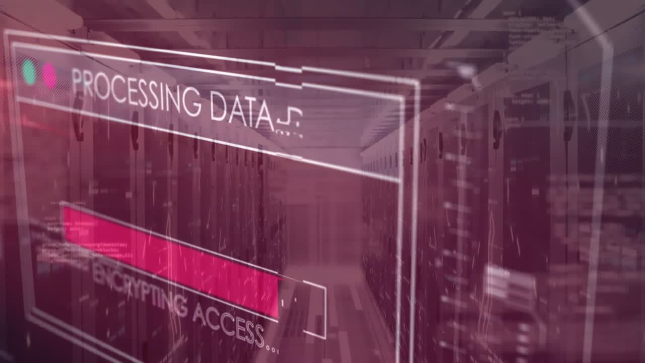 Animation of data processing over server room