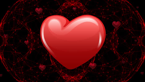 animación de corazones pulsando sobre un fondo negro