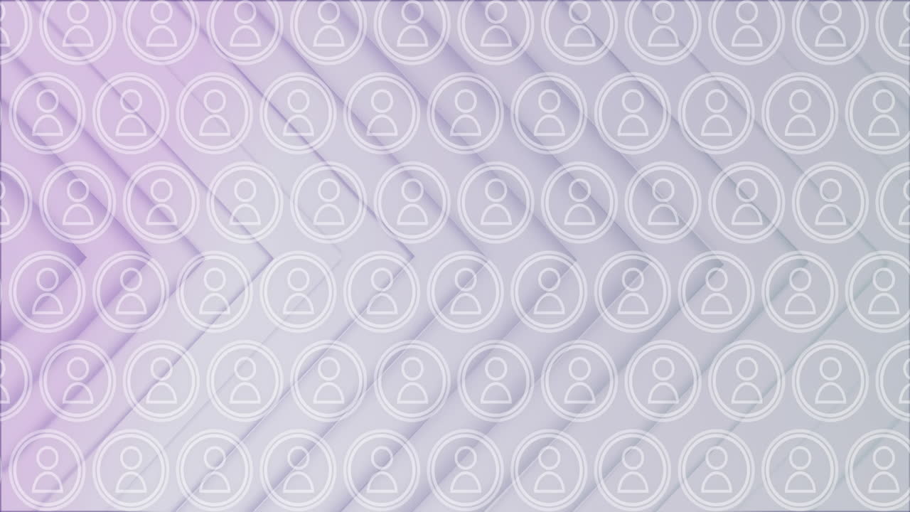 Multiple profile icons against triangles on white background