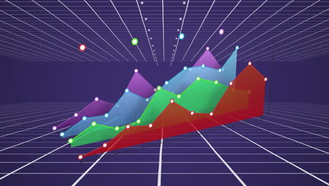 colourful graph on moving purple background