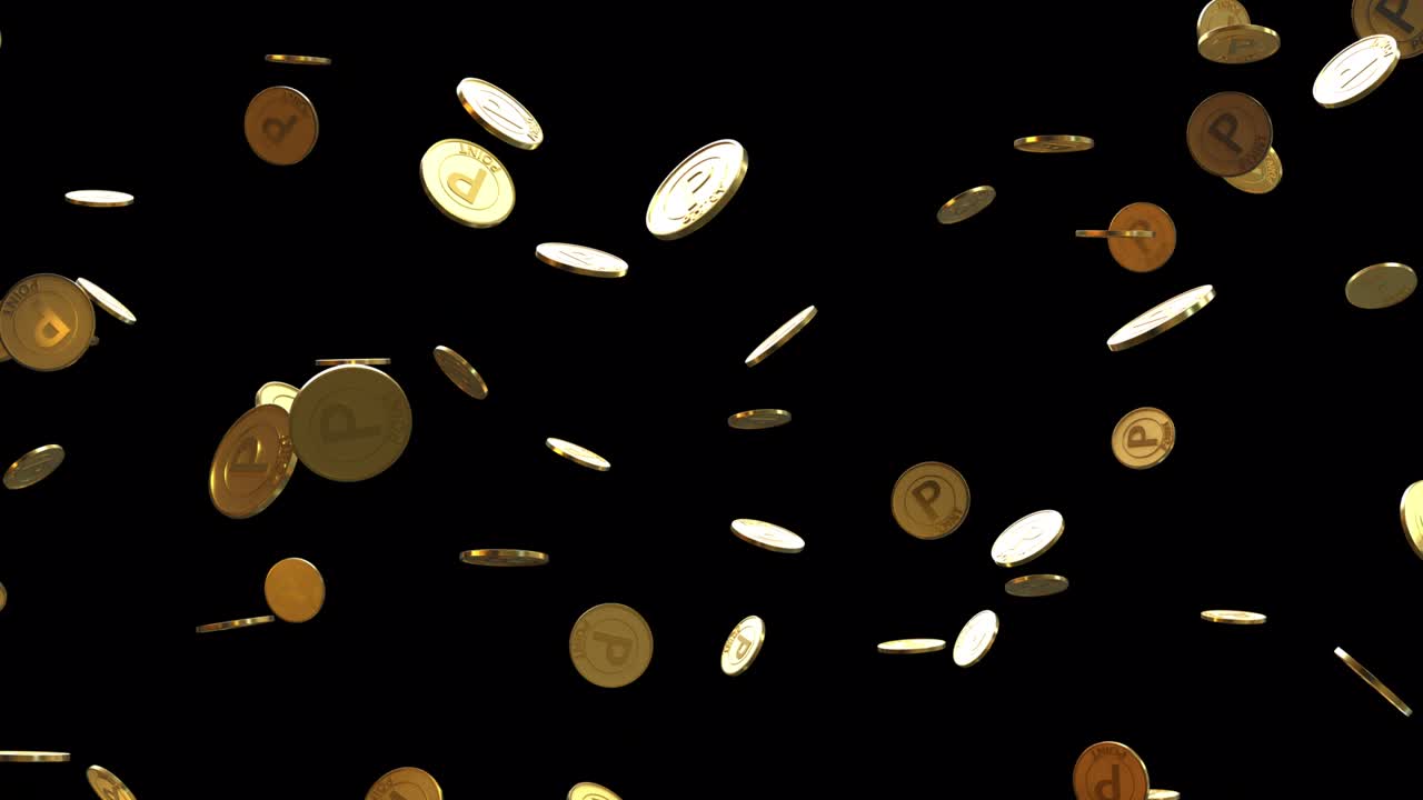 animación de bucle con monedas de punto dorado que caen