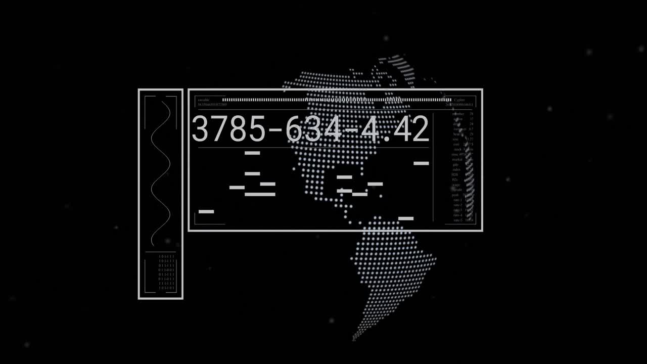 animación del procesamiento de datos sobre el globo sobre fondo negro