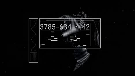 Animación-Del-Procesamiento-De-Datos-Sobre-El-Globo-Sobre-Fondo-Negro