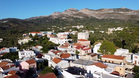 aerial over halki village in tragaia, naxos, greece