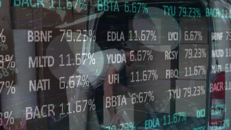 Animation-Der-Statistik--Und-Finanzdatenverarbeitung-über-Den-Lieferboten