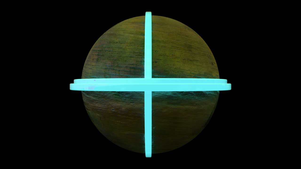 planeta futurista con canal alfa. órbitas de neón moviéndose alrededor de la esfera. patrón sin costuras.