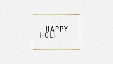 modern happy holidays text in gold frame on white gradient