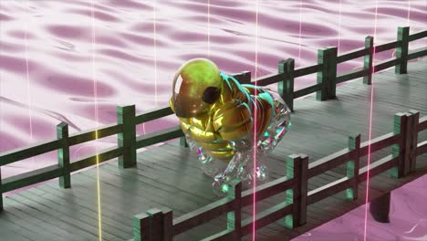 astronauta en un puente futurista