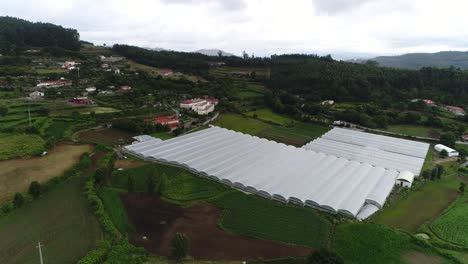 aerial view of greenhouses for growing vegetables