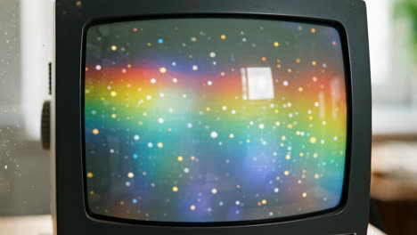 crt monitor with rainbow galaxy