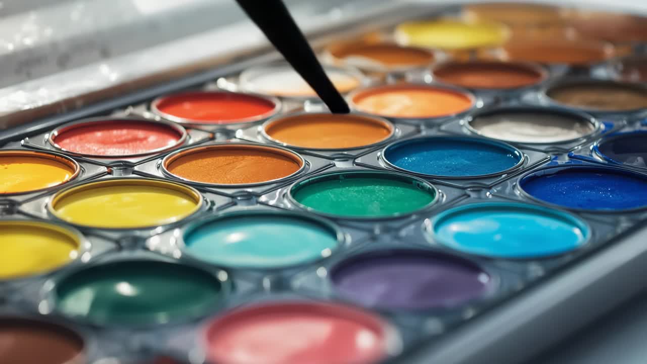 Watercolor Palette with Brush